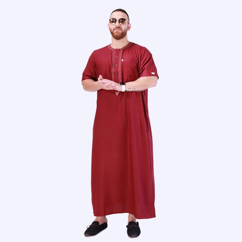 6055 Kuwii Arab Robe Plus Size Robe Muslim Men thobe with Zipper Pocket Men islamic Clothing Al Aseel Muslim Thobe For Men