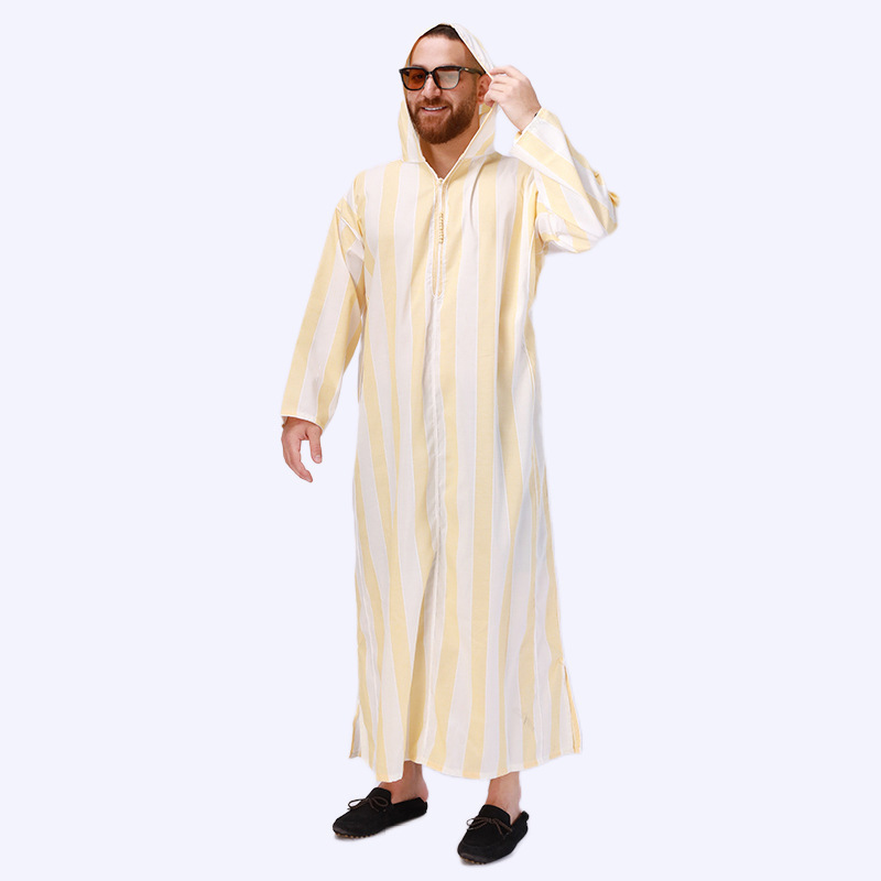 6053 Kuwii Wholesale Muslim Long Hooded Robe Moroccan Thobe Muslim Clothing Man Thobe Muslim Moroccan Thobe For Men