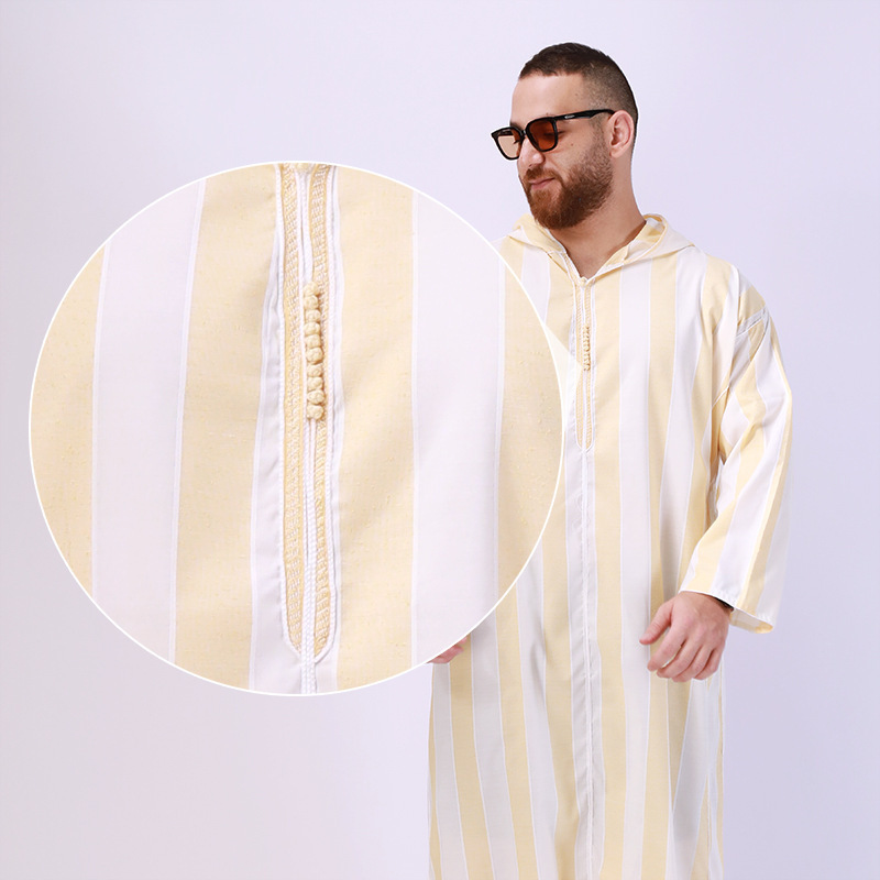 6053 Kuwii Wholesale Muslim Long Hooded Robe Moroccan Thobe Muslim Clothing Man Thobe Muslim Moroccan Thobe For Men