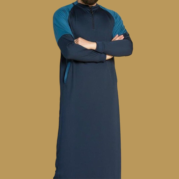 9024 Kuwii Wholesale high quality men Ramadan islamic clothing middle east robe muslim men dress moroccan mid-length gown thobes