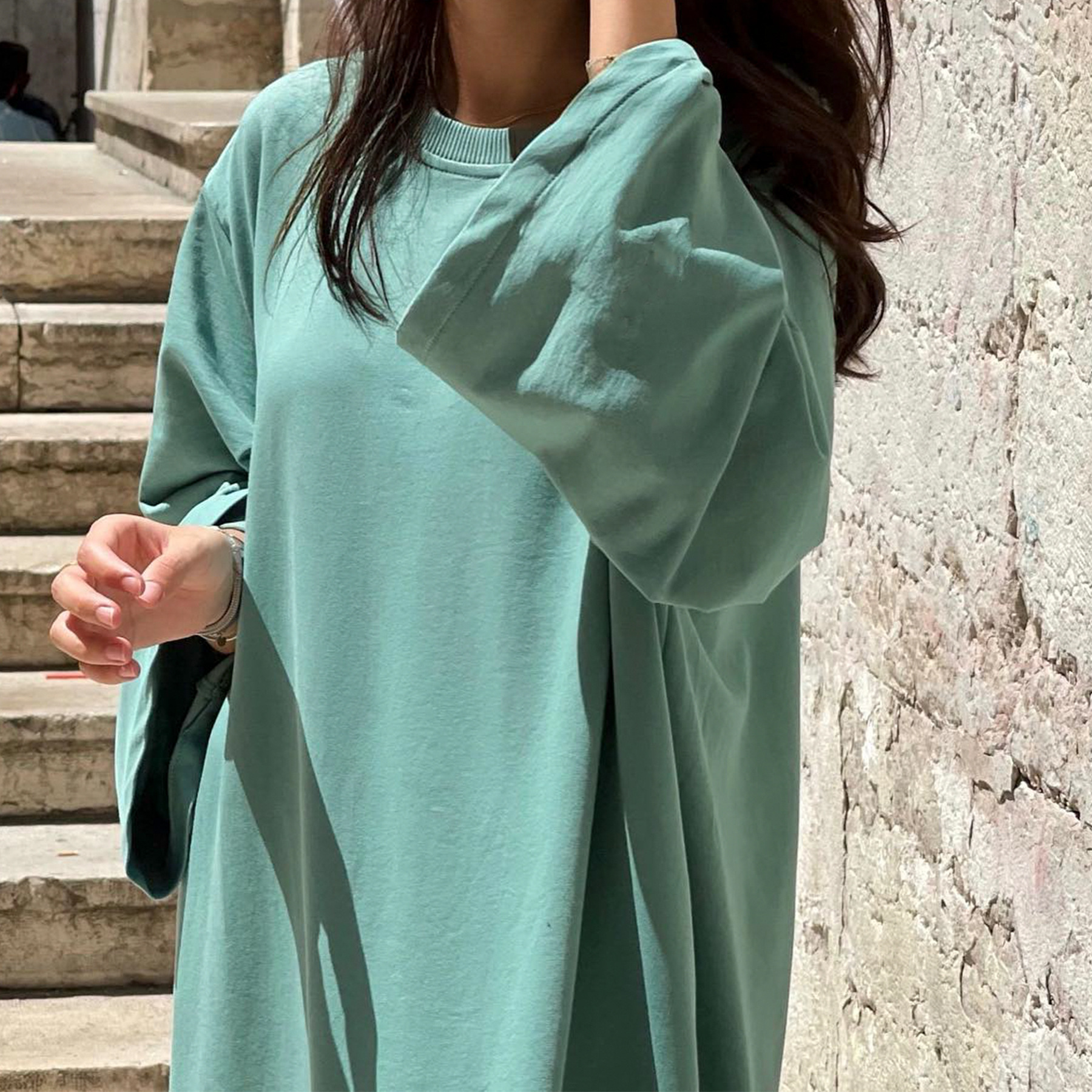 3470 Kuwii Factory Supply Dubai Middle East Turkey Dubai Solid Colour Sweatshirt Dresses Arab Women Abayas Muslim Abaya Dress