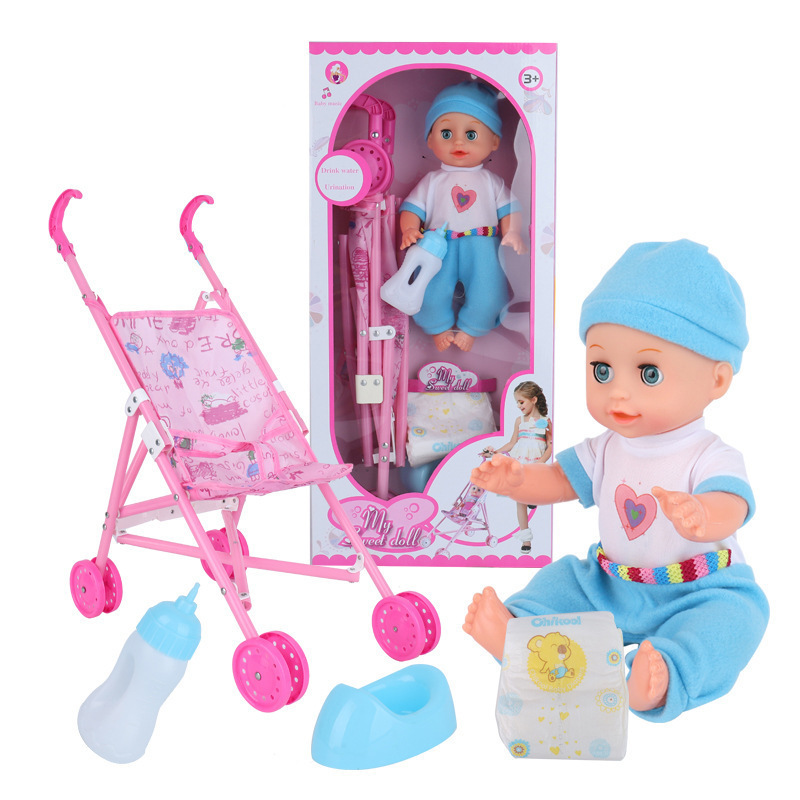 Hot Selling 6-In-1 Luxury Nursery Play Set With Stroller Baby Dolls Sets Reborn Doll Kids Talking Baby With Stroller