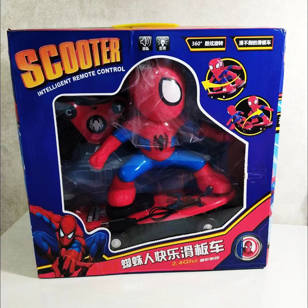 Wholesale Spider Man Stunt Kick Scooter 360 Degree Rotation Tumbling Electric Radio-Controlled Car Children's Toy