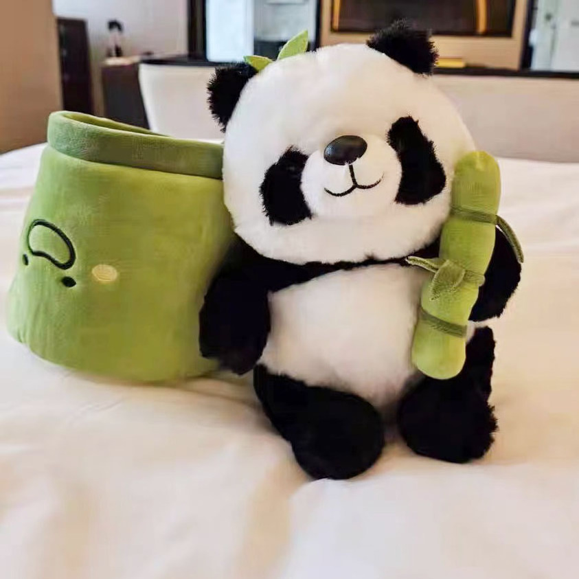 Chinese Kung fu Panda Bamboo Pillow Plush Toys Pandas With Bamboo Sleep Doll  Plush Pillow For Birthday Gift