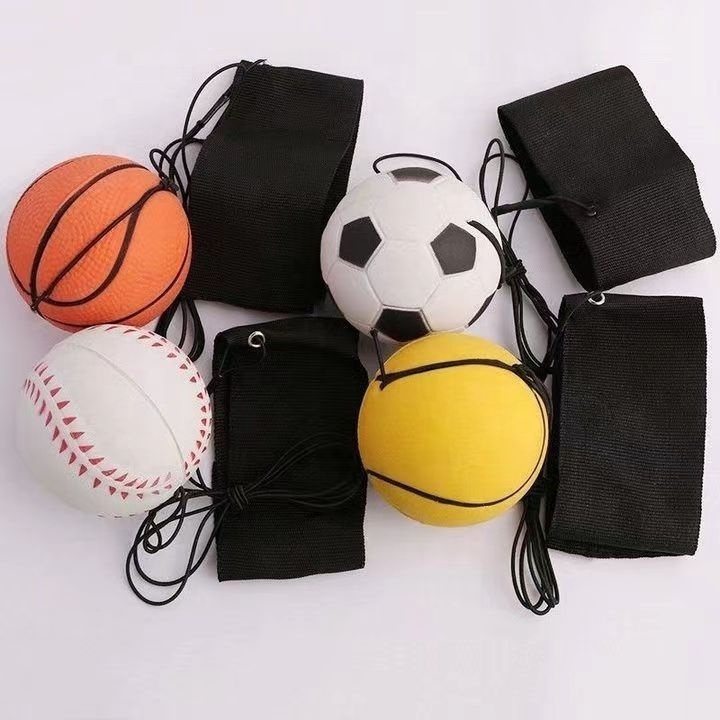 2024 Ama zon  6.3cm High Bounce Tennis Rubber Wrist Band Return Rubber Ball With String Hand Finger Stiffness Relief Wrist Bounc