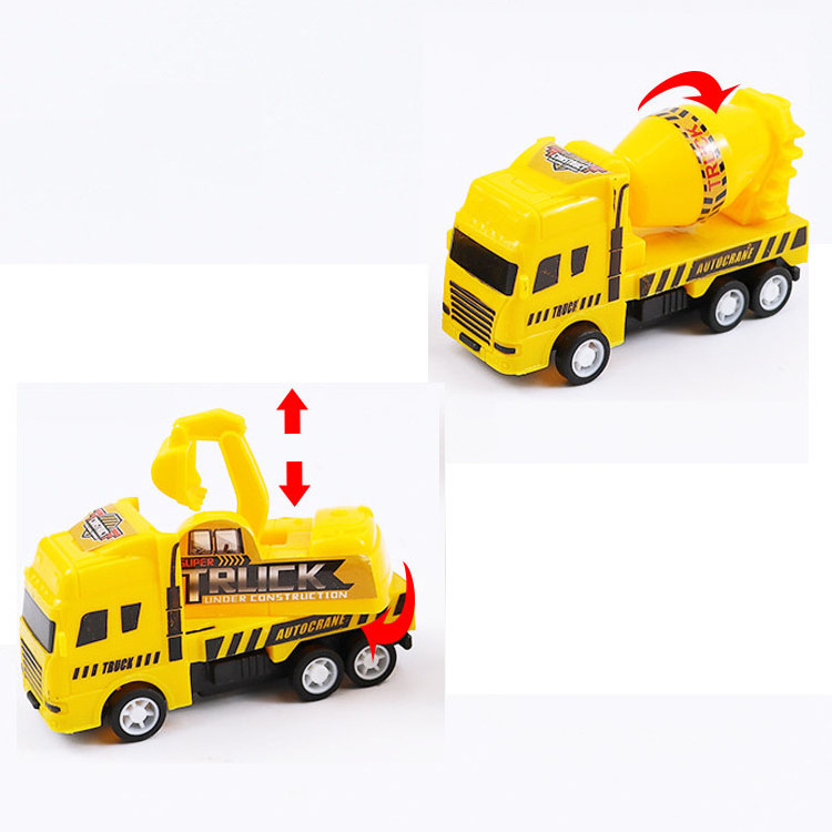 Low Price Children's Pull-Back Toy Car Cartoon Engineering Cement Mixer Truck Excavator Car Model Boy