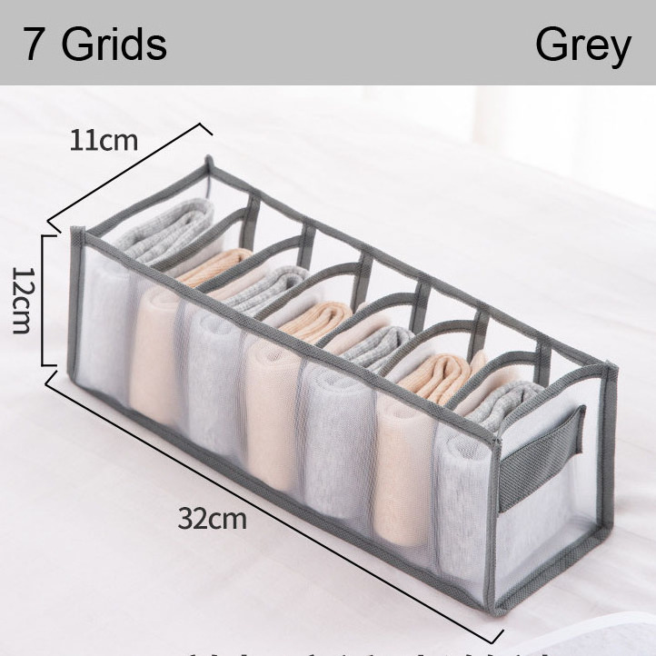 2023 Ama zon Hot Selling Folding Nylon Mesh Organizers 7 Grids Storage Box For Bedroom Self Storage Units