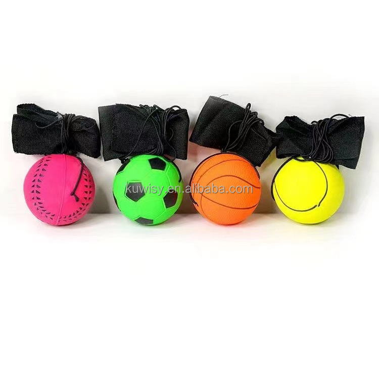 2024 Ama zon  6.3cm High Bounce Tennis Rubber Wrist Band Return Rubber Ball With String Hand Finger Stiffness Relief Wrist Bounc