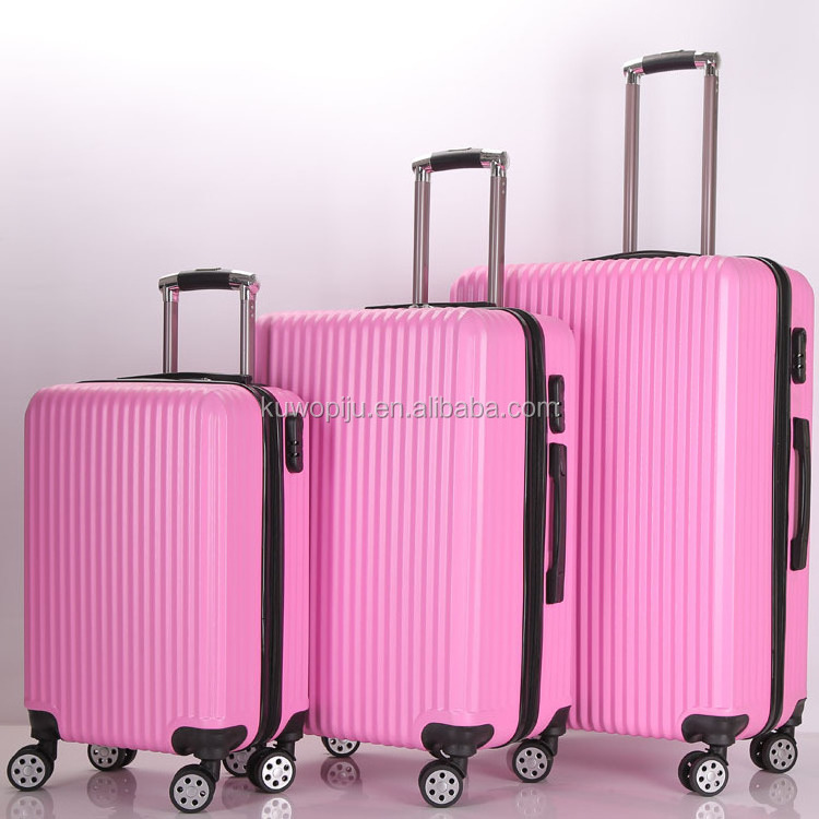 Swiss Case 4 Wheel Spinner ABS 3 PC pink Hard shell Luggage Suitcase set