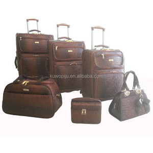 pu leather brown crocodile Suitcase Rolling Luggage Tote Bag Set