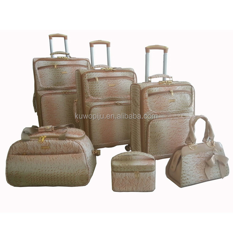 pu leather brown crocodile Suitcase Rolling Luggage Tote Bag Set