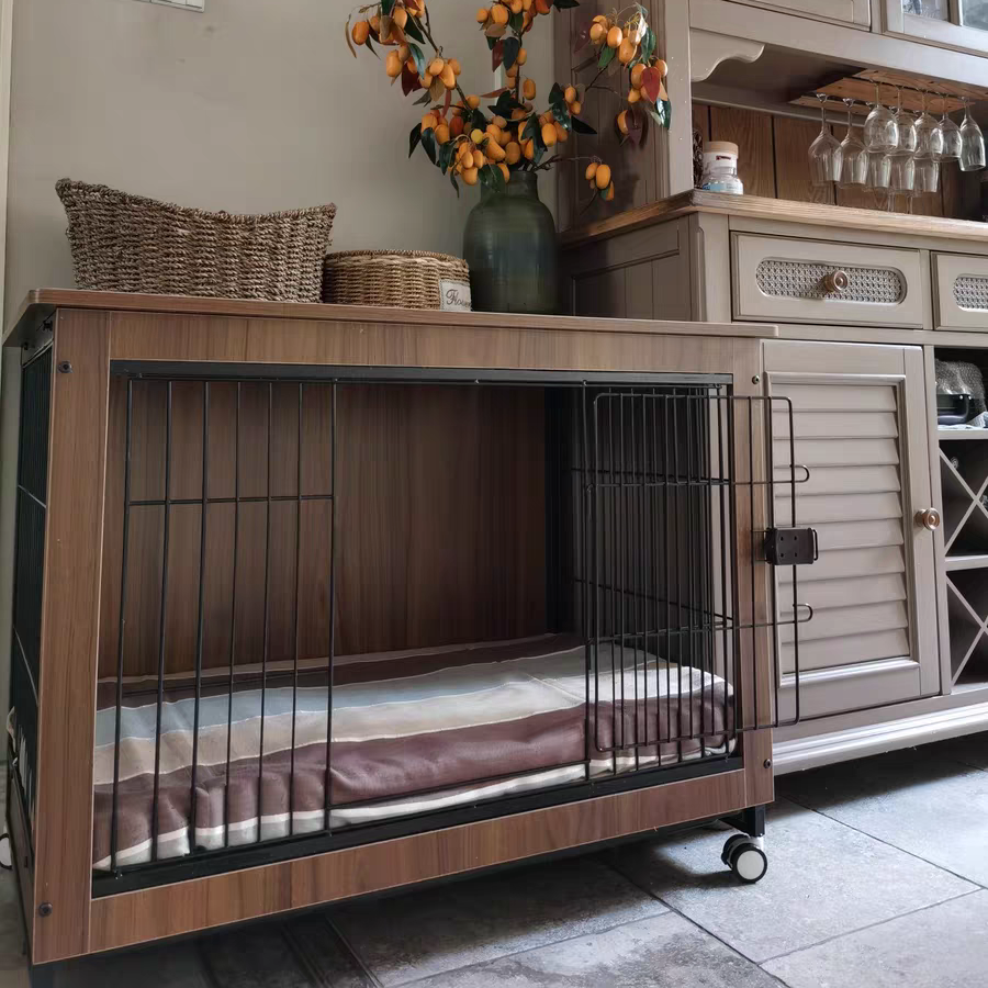 Custom High Quality Kennel Indoor Household Pet Cage Breathable Wooden Dog Cage Dog House Wood Dog Crate With Removable Bottom