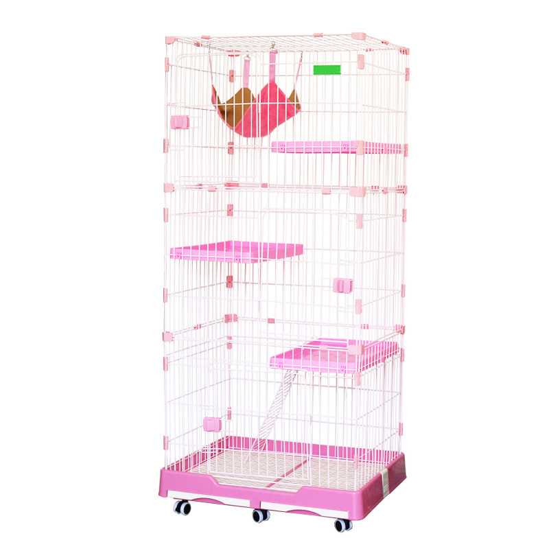 Wire Wire Cat Cages The Fine Quality Stainless Steel PP Plastic Fashion Pet Cages, Carriers & Houses Kitten Pink / Blue / Brown