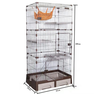 Wind pet Three layers of mesh four space indoor cat with cat litter box PP wire cat cage