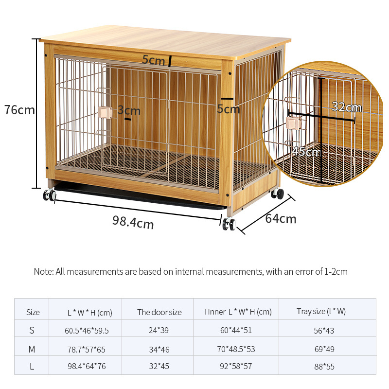 Custom High Quality Kennel Indoor Household Pet Cage Breathable Wooden Dog Cage Dog House Wood Dog Crate With Removable Bottom