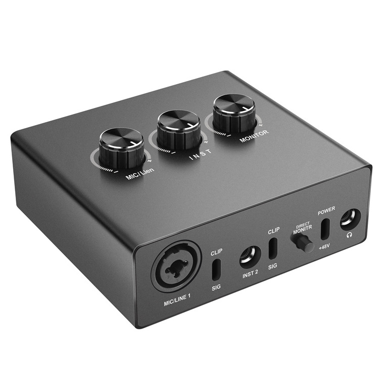 USB Audio Interface 16 bit /48 kHz True Stereo Sound Card 1x XLR/TRS 1x 1/4