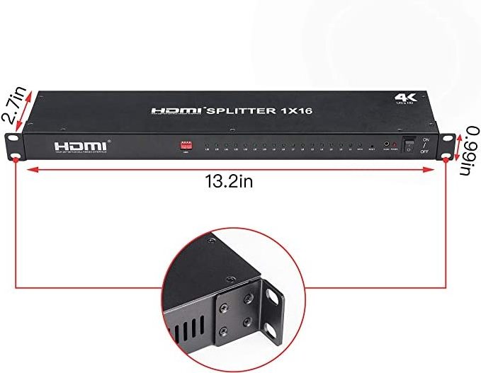 Original Factory hot sale KUYIA HDCP 1.4V 16 Way HDMI Splitter wjth remote 4K Switch hdmi splitter 1 in 16 out Multi-interface