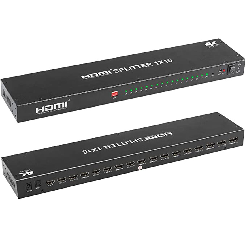 Original Factory hot sale KUYIA HDCP 1.4V 16 Way HDMI Splitter wjth remote 4K Switch hdmi splitter 1 in 16 out Multi-interface