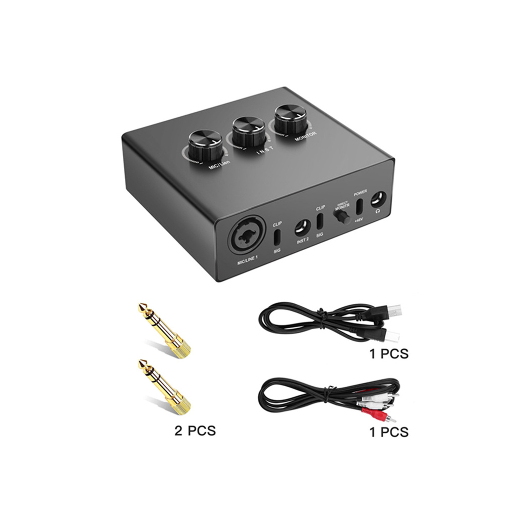 USB Audio Interface 16 bit /48 kHz True Stereo Sound Card 1x XLR/TRS 1x 1/4