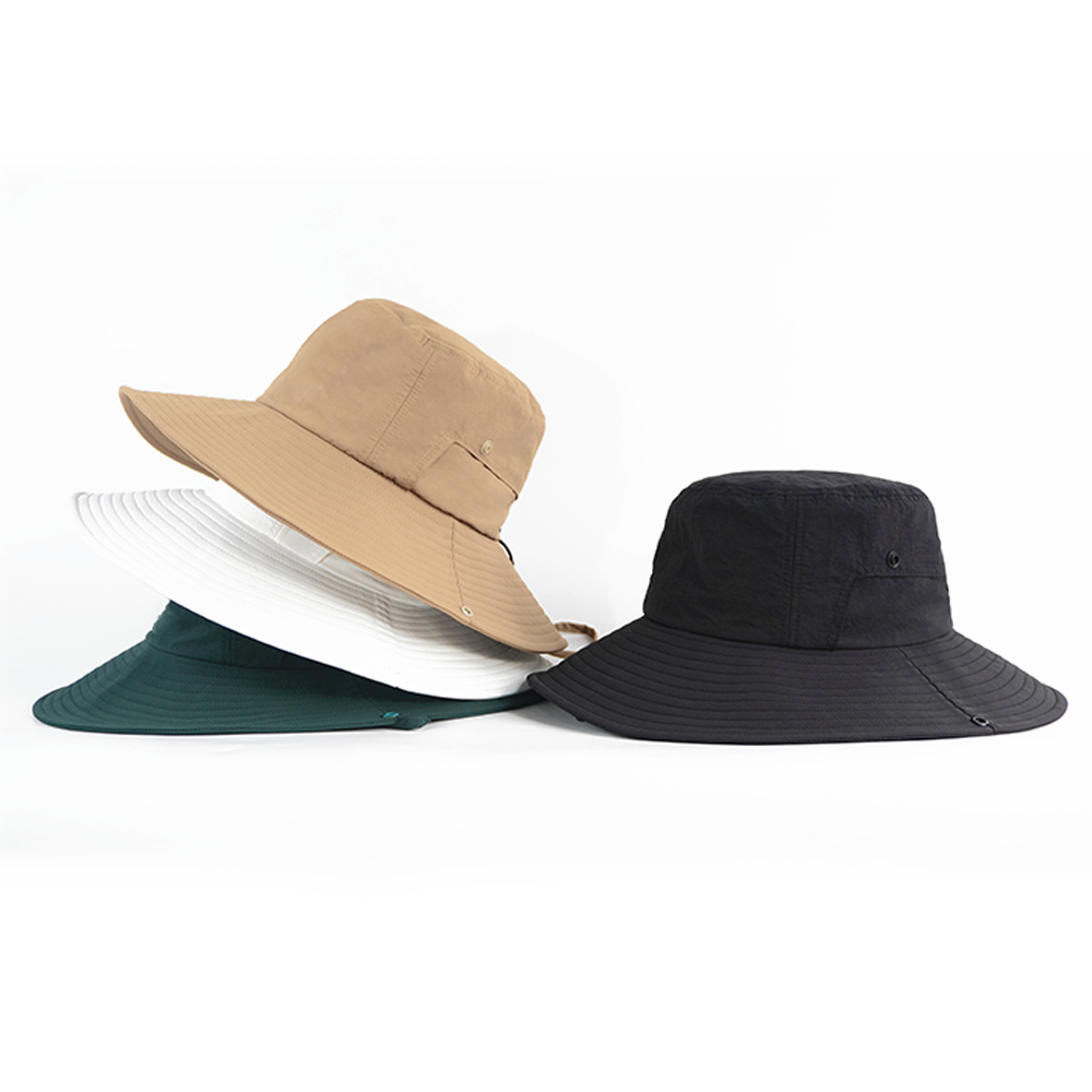 Custom Large Sizes Fishing Cap Plain Cowboy Western Wide Bucket Hat Cap Upf 50 Nylon Sun Hats For Women Summer With Rope