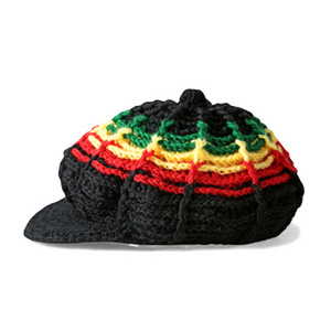 Custom crochet rasta pattern knitting hat with visor