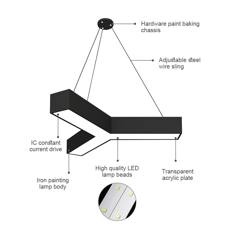 Supermarket Library Office School Lighting high quality aluminum office ceiling suspended led linear lamp