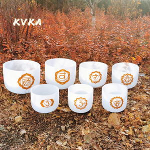 Golden Chakra Tuned Set of 7 Crystal Singing Bowls 7-12 inch with Inserts and Crystal Singing Bowl Carring Bag