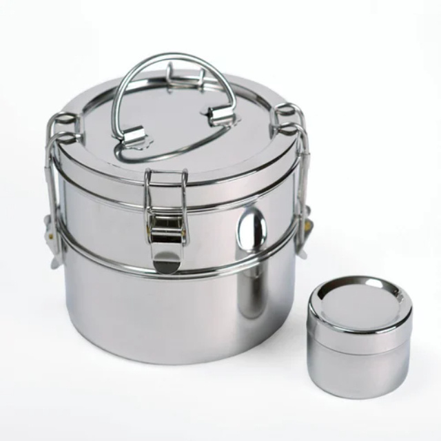 Adults Round bowls Free Leak-proof 2 Compartments stainless steel lunch box