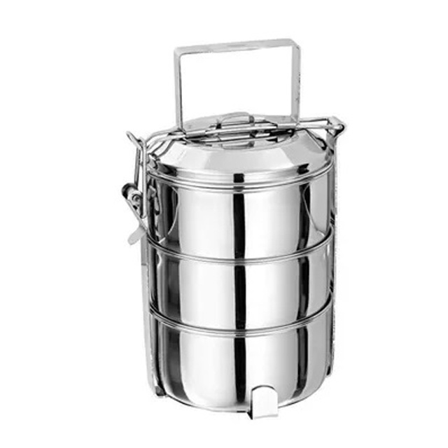 Metal Tiffin Carrier 2/3/4Layers Stainless Steel Thermal Food Container Insulated Lunch Box With Handle