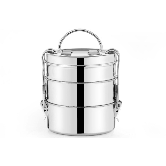 New Latest 2024 Stainless Steel Tiffin Not leaking Round 2 Tier Tiffin Lunch Box For Kids And Adults