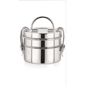 New Latest 2024 Stainless Steel Tiffin Not leaking Round 2 Tier Tiffin Lunch Box For Kids And Adults