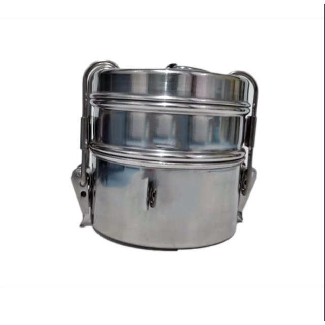 New Latest 2024 Stainless Steel Tiffin Food Not leaking Round 2 Tier Tiffin Lunch Box For Kids