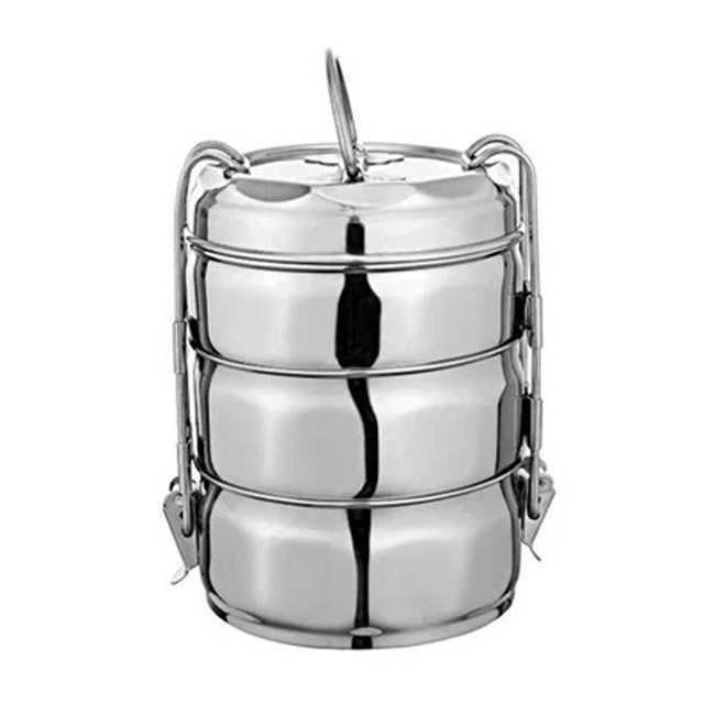 Metal Tiffin Carrier 2/3/4Layers Stainless Steel Thermal Food Container Insulated Lunch Box With Handle