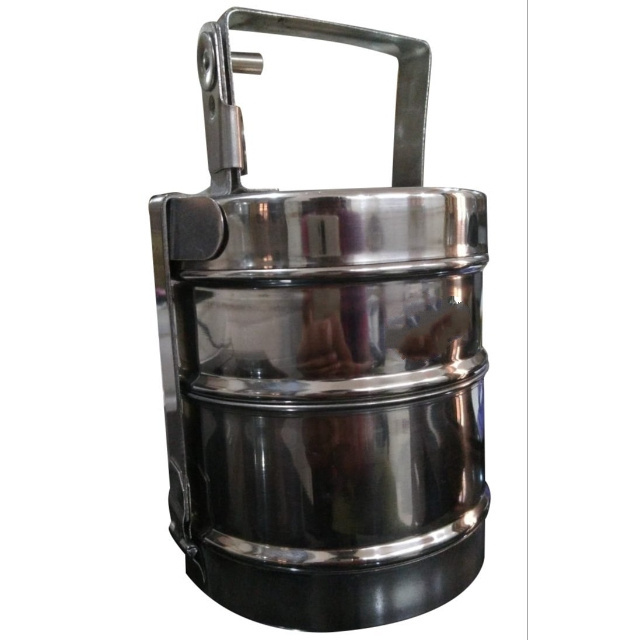 New Latest 2024 Stainless Steel Food Not leaking Round 2 Tier Tiffin Lunch Box For Kids And Adults