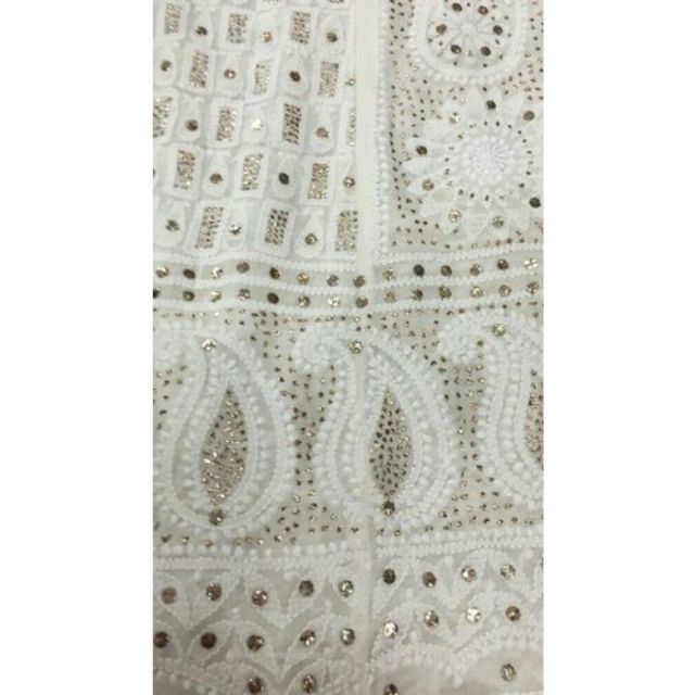 Best Selling Products soft cotton zebra printed chikankari embroidery fabric