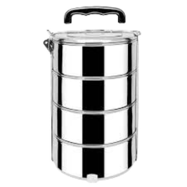 Lunch Box-Stainless Steel Round Shape Lunch Box with lock and small handle