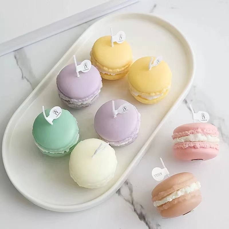 Cute Mini Macaron Scented Candles Handmade Cake Candles Aromatherapy Scented Wedding Home Decoration INS