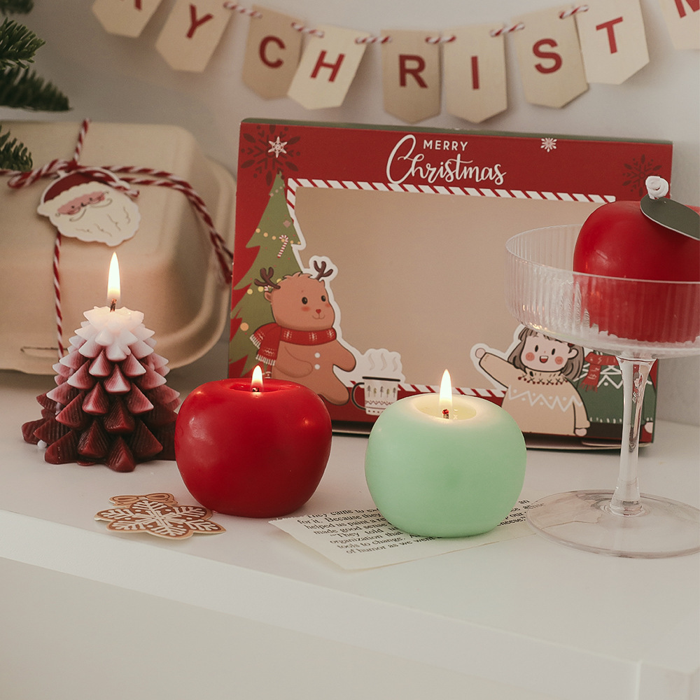 Christmas Apple Candle Cute Fruit Shaped Food Scented Candles for Christmas Gift Valentine Home Decor