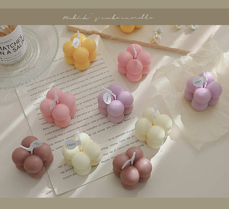 INS Custom Cute Mini Bubble Candles Ball Shape Candles Colourful Scented Bubble Cube Candles