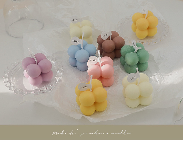 INS Custom Cute Mini Bubble Candles Ball Shape Candles Colourful Scented Bubble Cube Candles