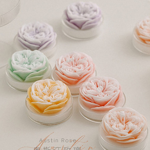 Wholesale Cute Austin Rose Flower Shaped Scented Aromatherapy Candles Bougie with Jars for Romantic Decoration Wedding Birthdays