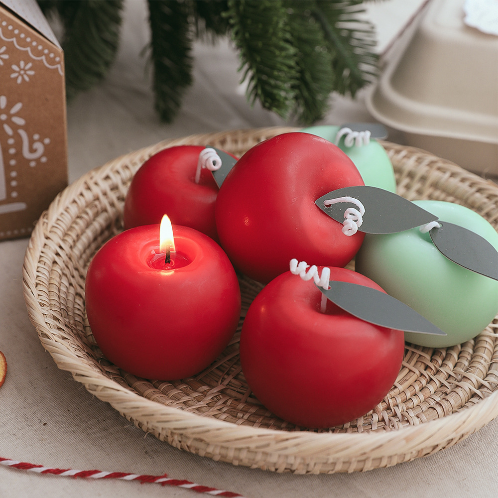 Christmas Apple Candle Cute Fruit Shaped Food Scented Candles for Christmas Gift Valentine Home Decor