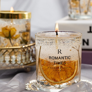 Luxury Clear Transparent Gel Wax Candles Dried Flower Jelly Scented Candles In Glass Jar for Wedding Birthday