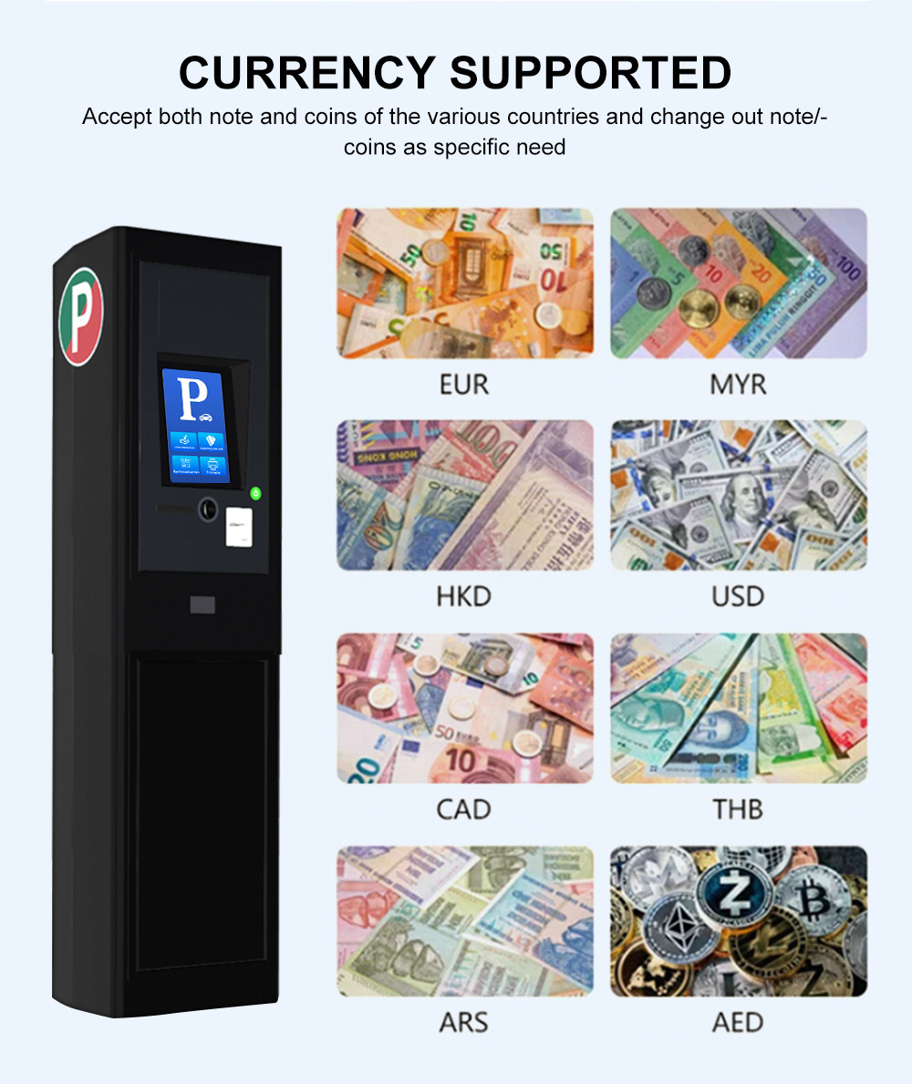 Realpark SDK Outdoor Self Service Parking Washing Machine Payment System Kiosk With Voucher Printer Ticket Machines