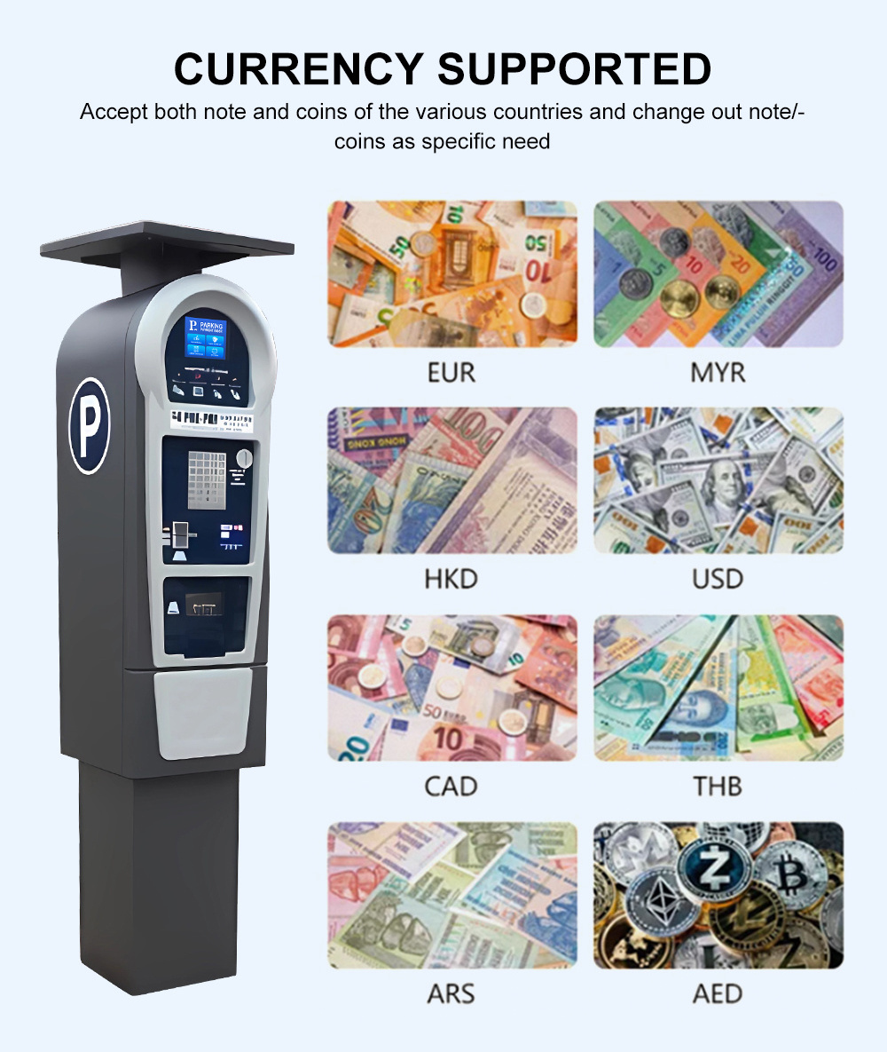 Outdoor Parking Payment Kiosk Solar Powered Parking Payment Kiosk with Cash and Card or Mobile Payment Way Atm Machine