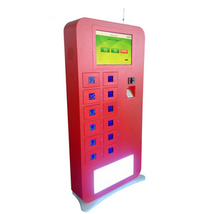 Airport bus station restaurant acredit card banknote coin operated smart cell phone mobile charging Kiosk