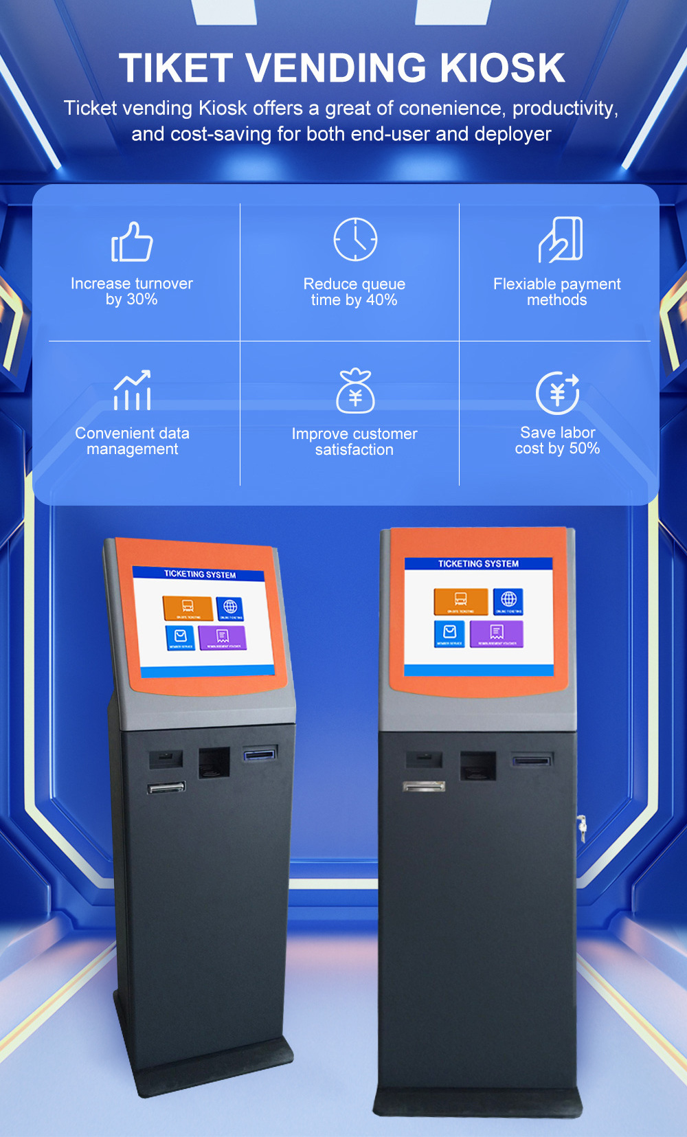 Bus metro parking ticket printing vending Kiosk machine automatic lottery cinema ticket vending Kiosk machine