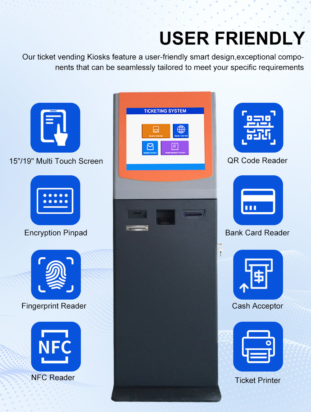 Bus metro parking ticket printing vending Kiosk machine automatic lottery cinema ticket vending Kiosk machine