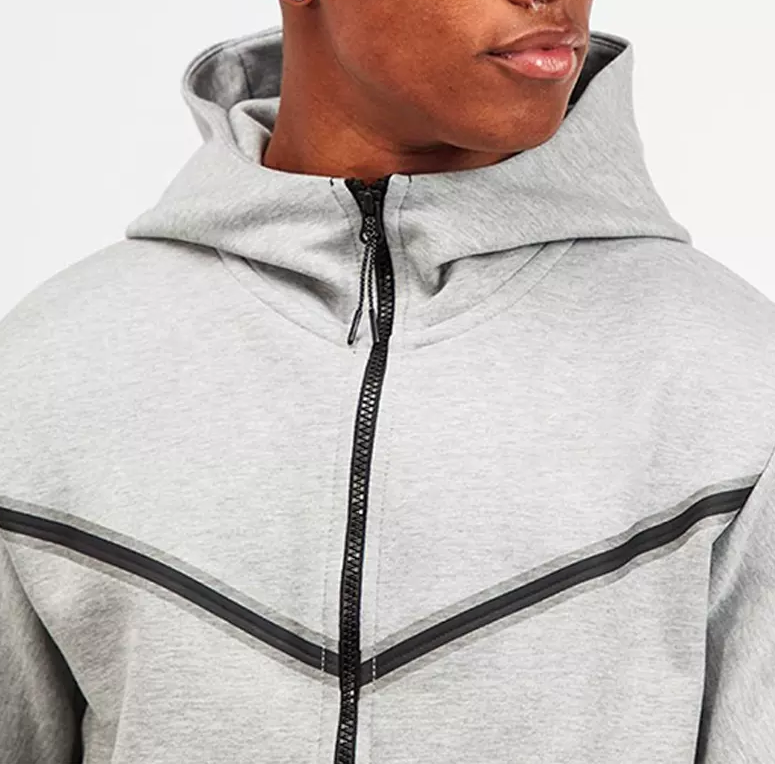 Custom men fit comfortable soft pocket sportswear tech fleece full zip up hoodie