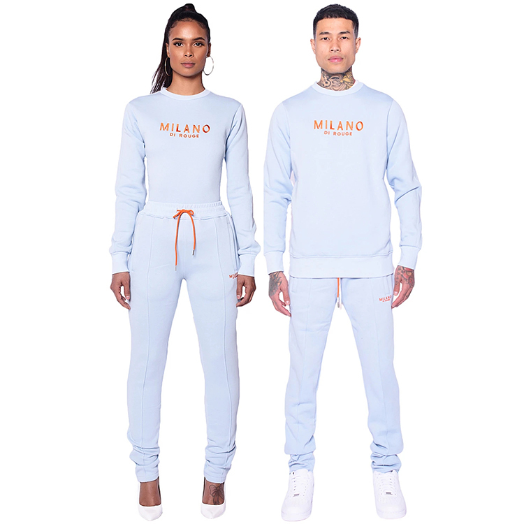 custom Round collar mens jogging sweat suits with logo wholesale plus size women set designer jogging suits slim fit tracksuits